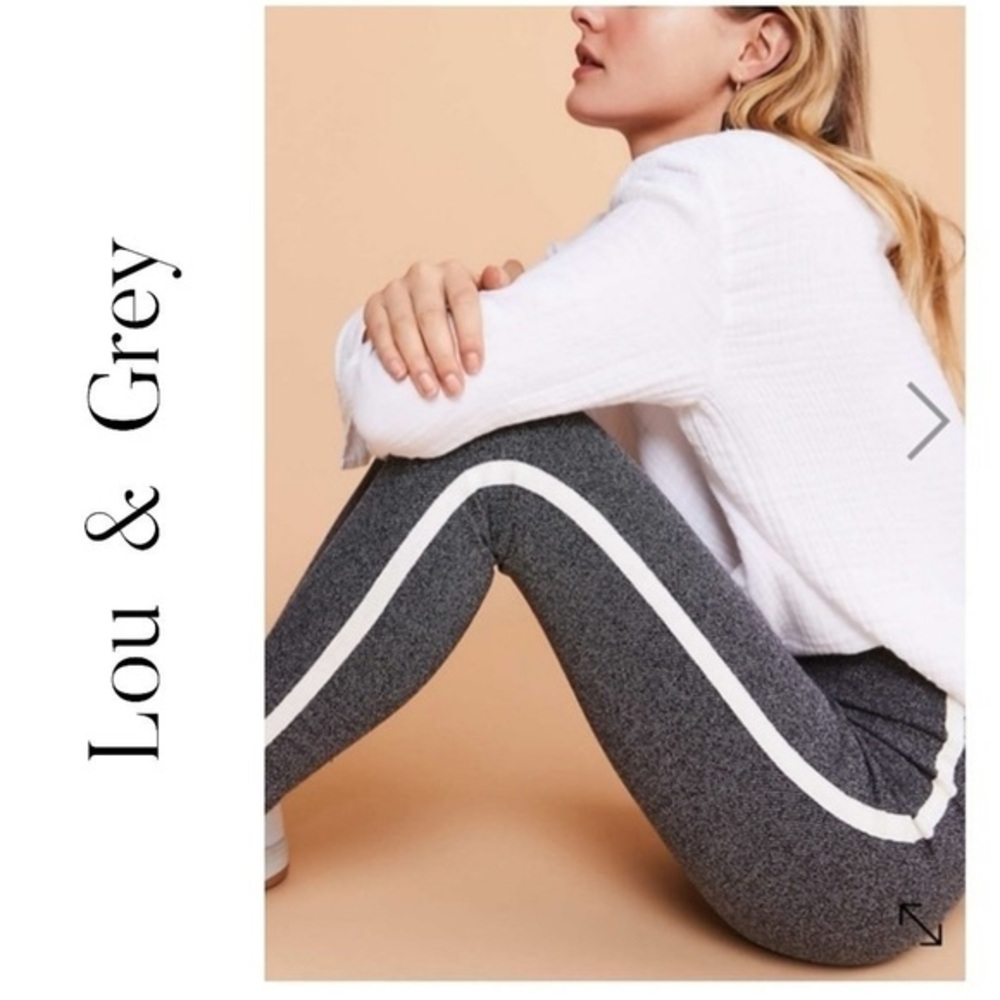 LOU & GREY Charcoal Leggings w Ivory Side Stripe